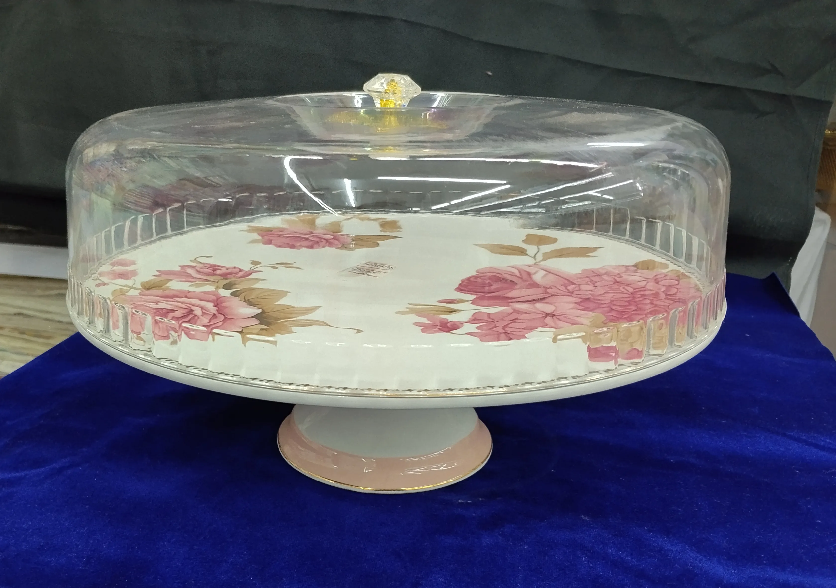 Floral Cake Stand with Dome view 2
