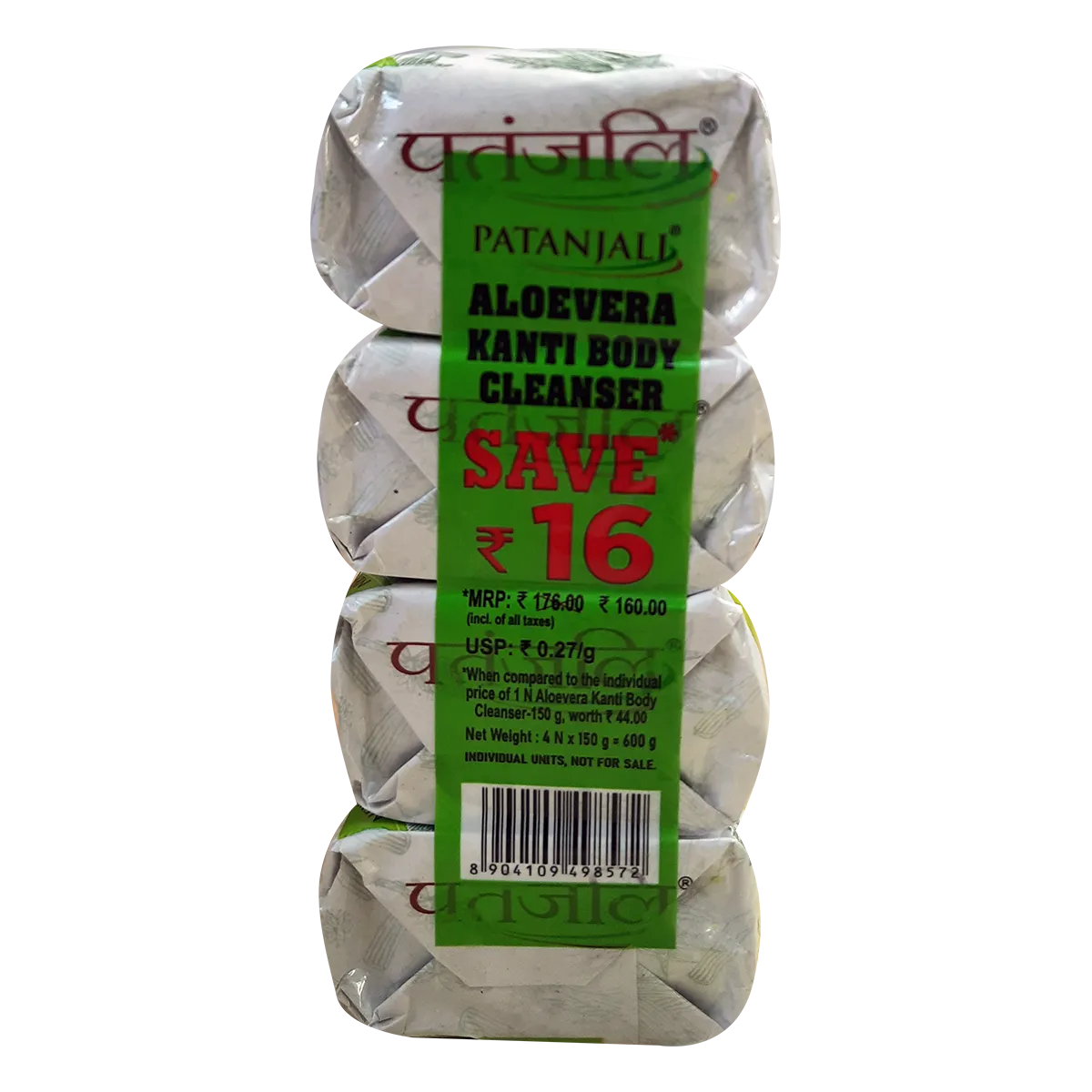 Patanjali Aloevera Kanti Body Cleanser (Pack of 4 x 150 g each) view 3