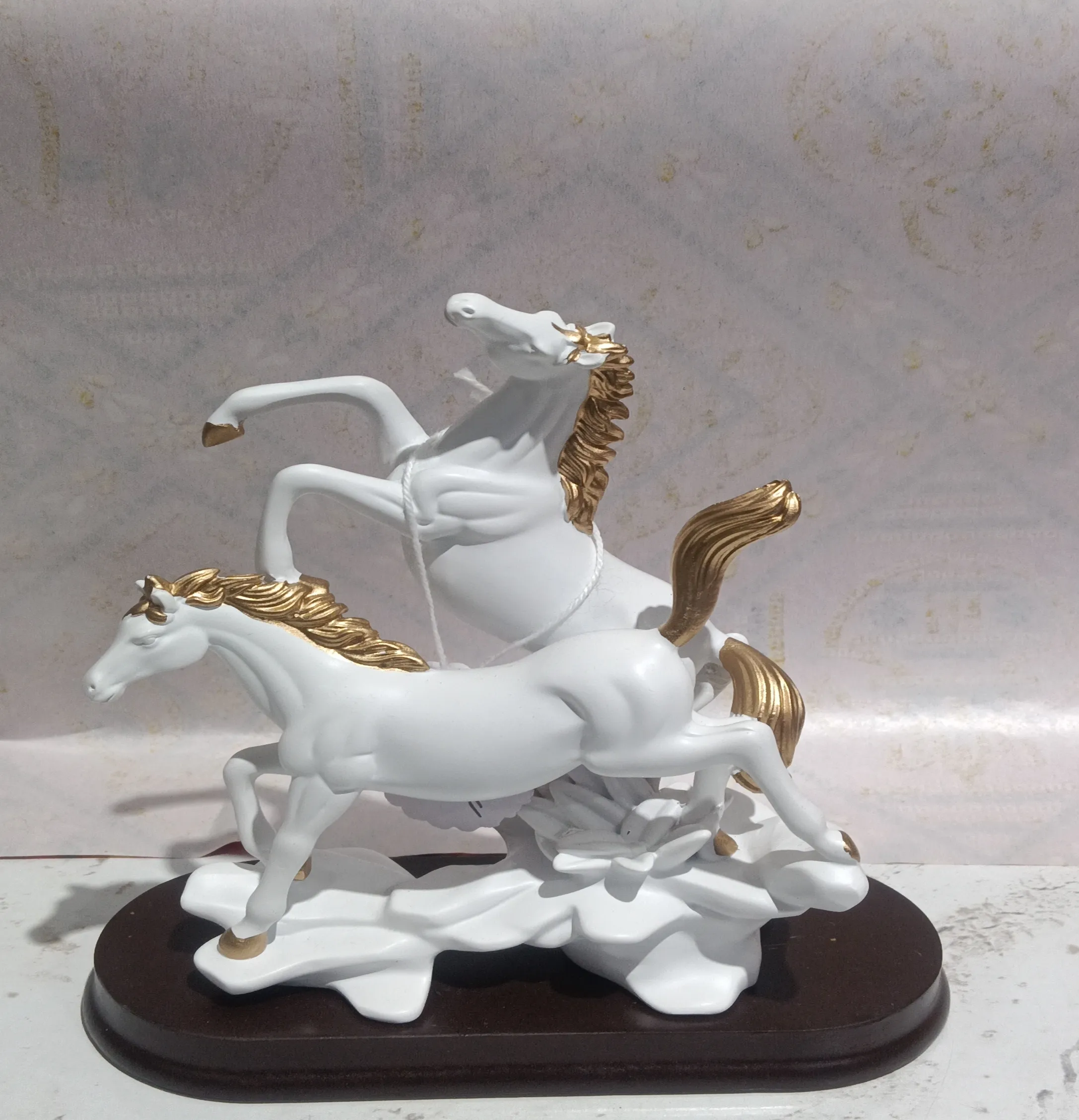 White Porcelain Galloping Horse Statue view 2