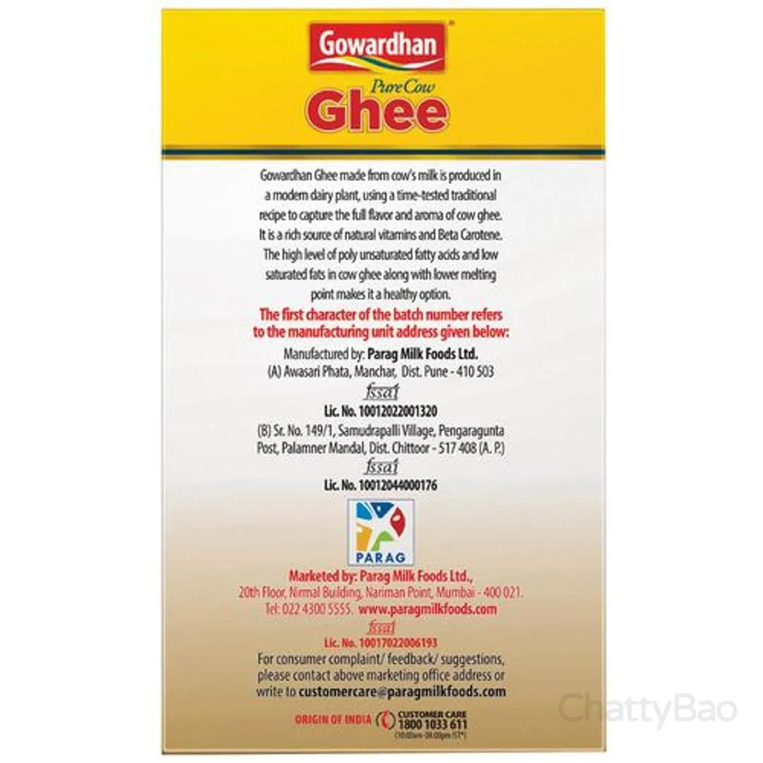 Gowardhan Pure Cow Ghee Carton 500 ml view 2