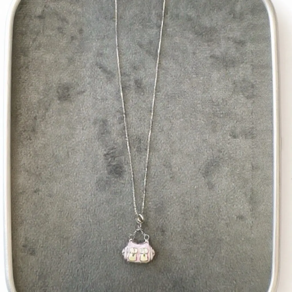 Enamel Hand Bag Pendant Necklace view 3