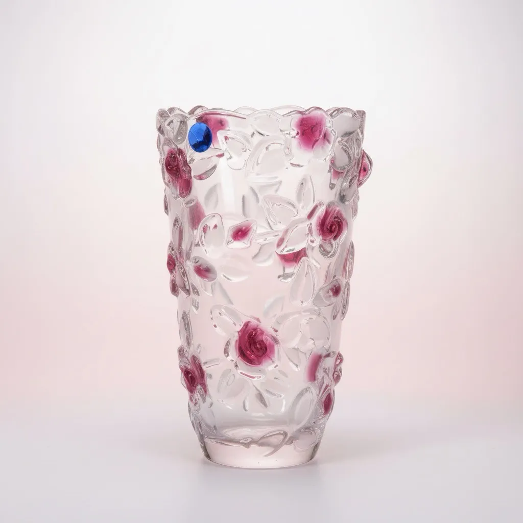 Decorative Floral Glass Vase view 2