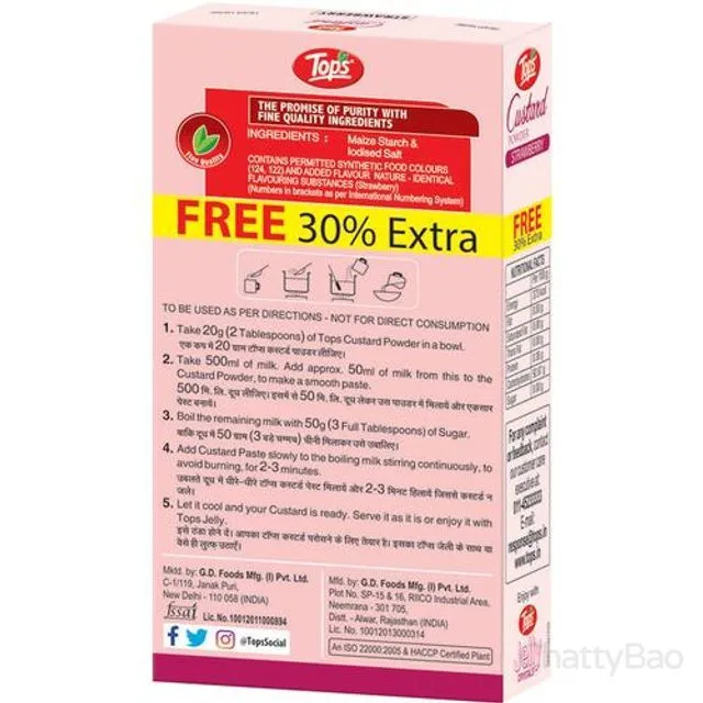 Tops Custard Powder - Strawberry 130 g view 2