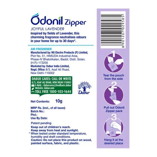 Odonil Zipper Air Freshener Joyful Lavender 10 g view 2