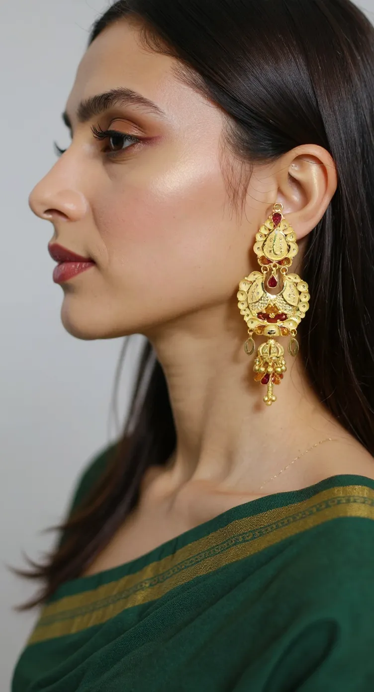 Traditional Gold Earrings view 2