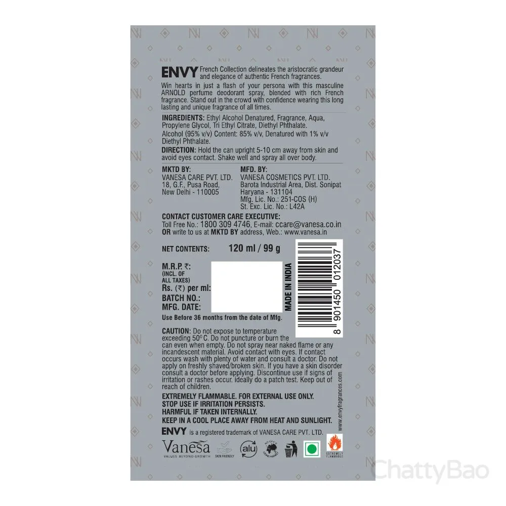 Envy French Collection Arnold Deodorant 120 ml view 2