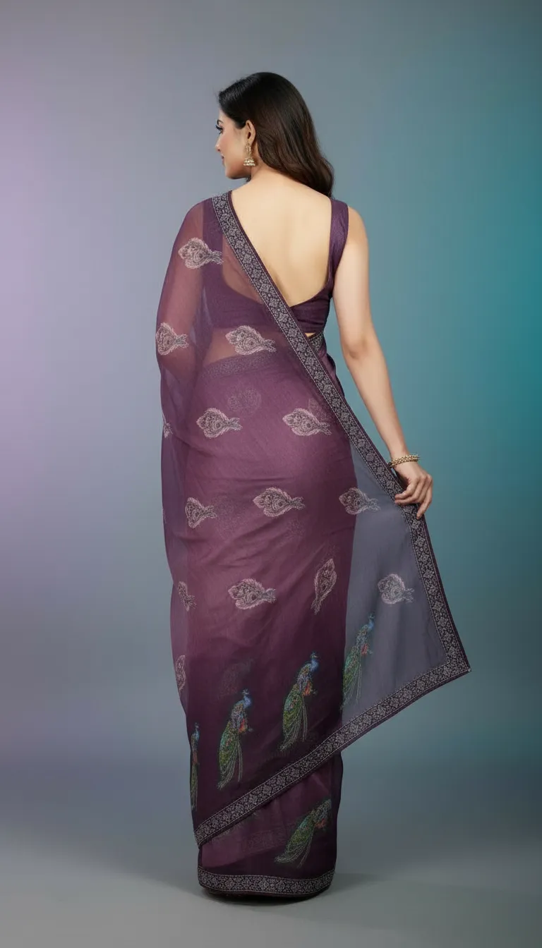 Embroidered Leo Saree. view 2