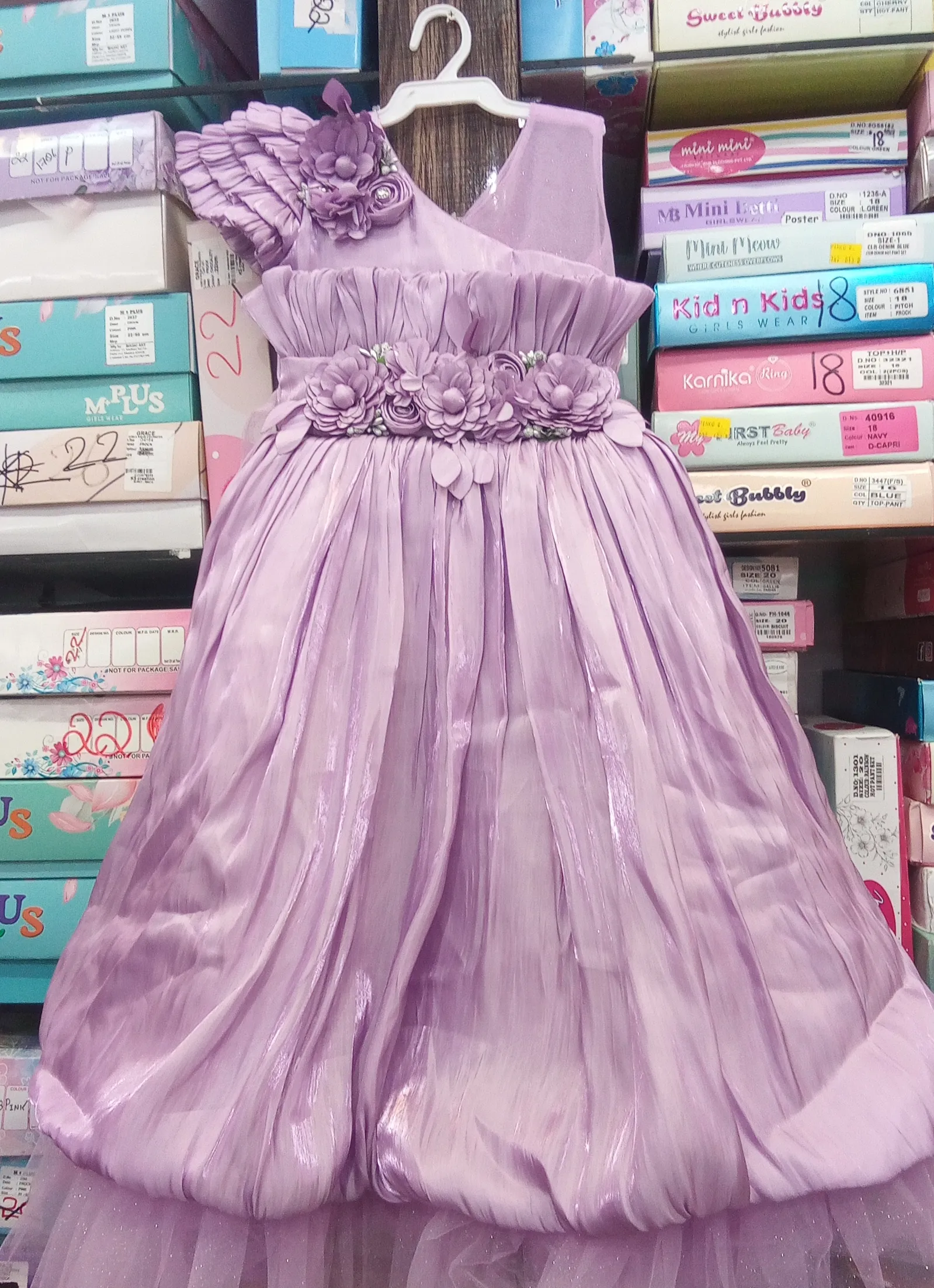 Girls Party Wear Gown Wine , view 3