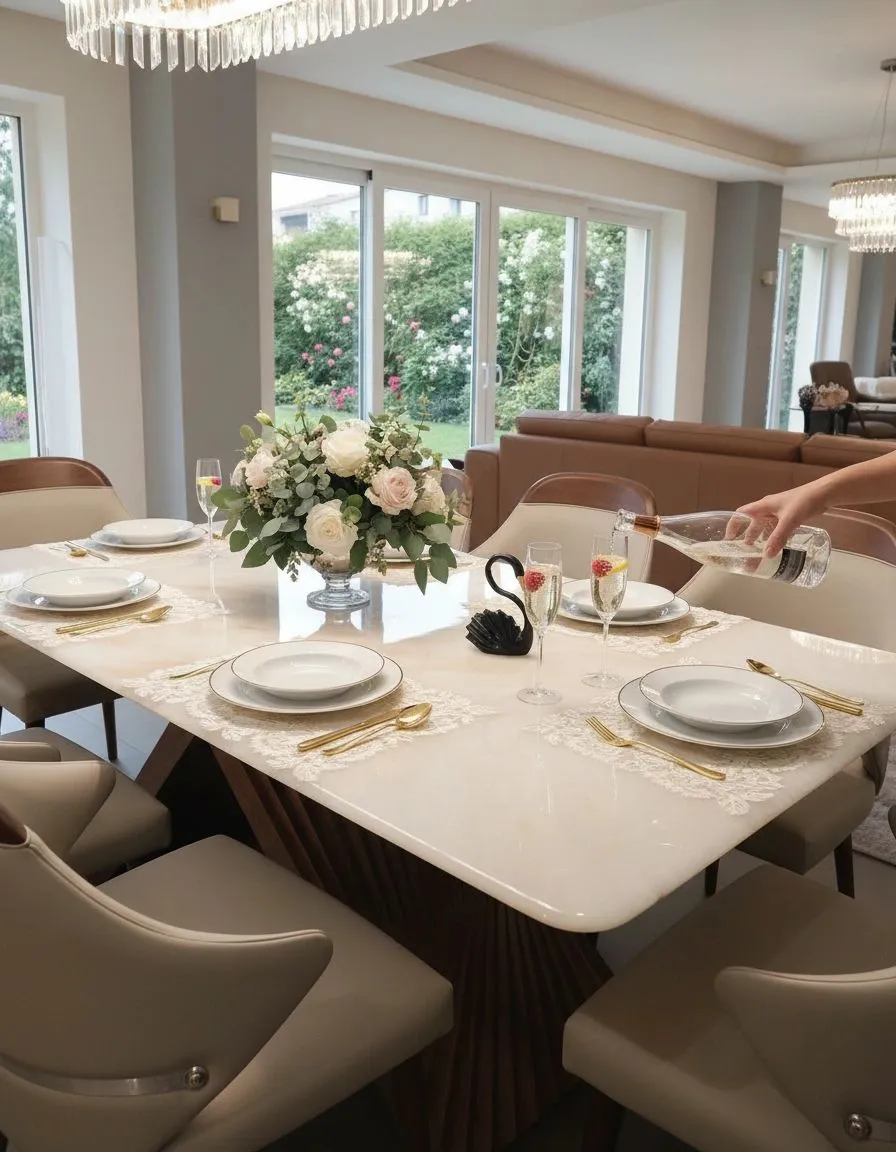 Modern Sculptural Dining Table/EF/DT/1002/6STR view 3