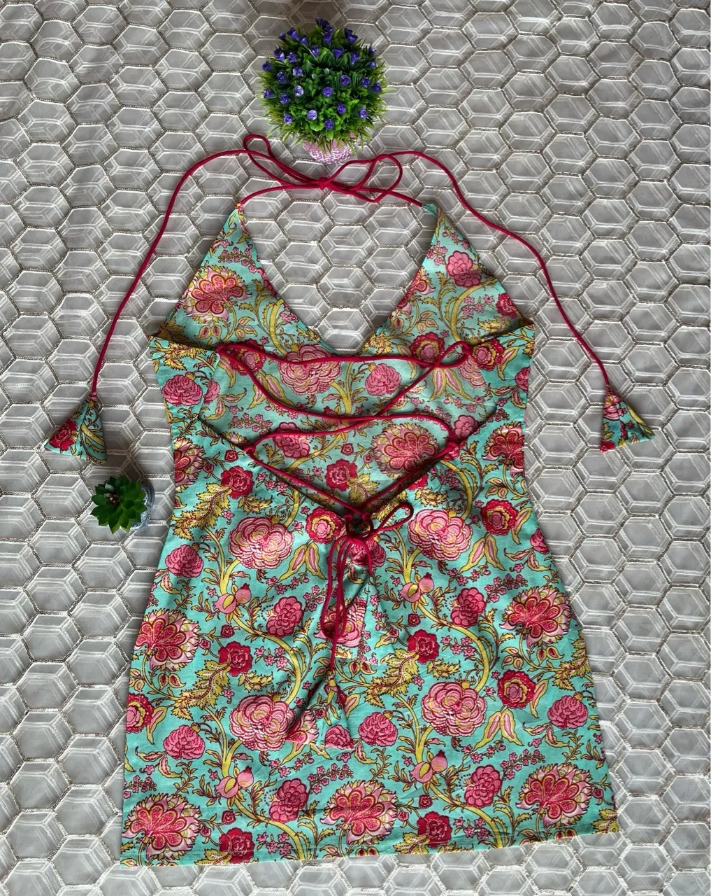 Mint Blue Halter neck Kurti view 5