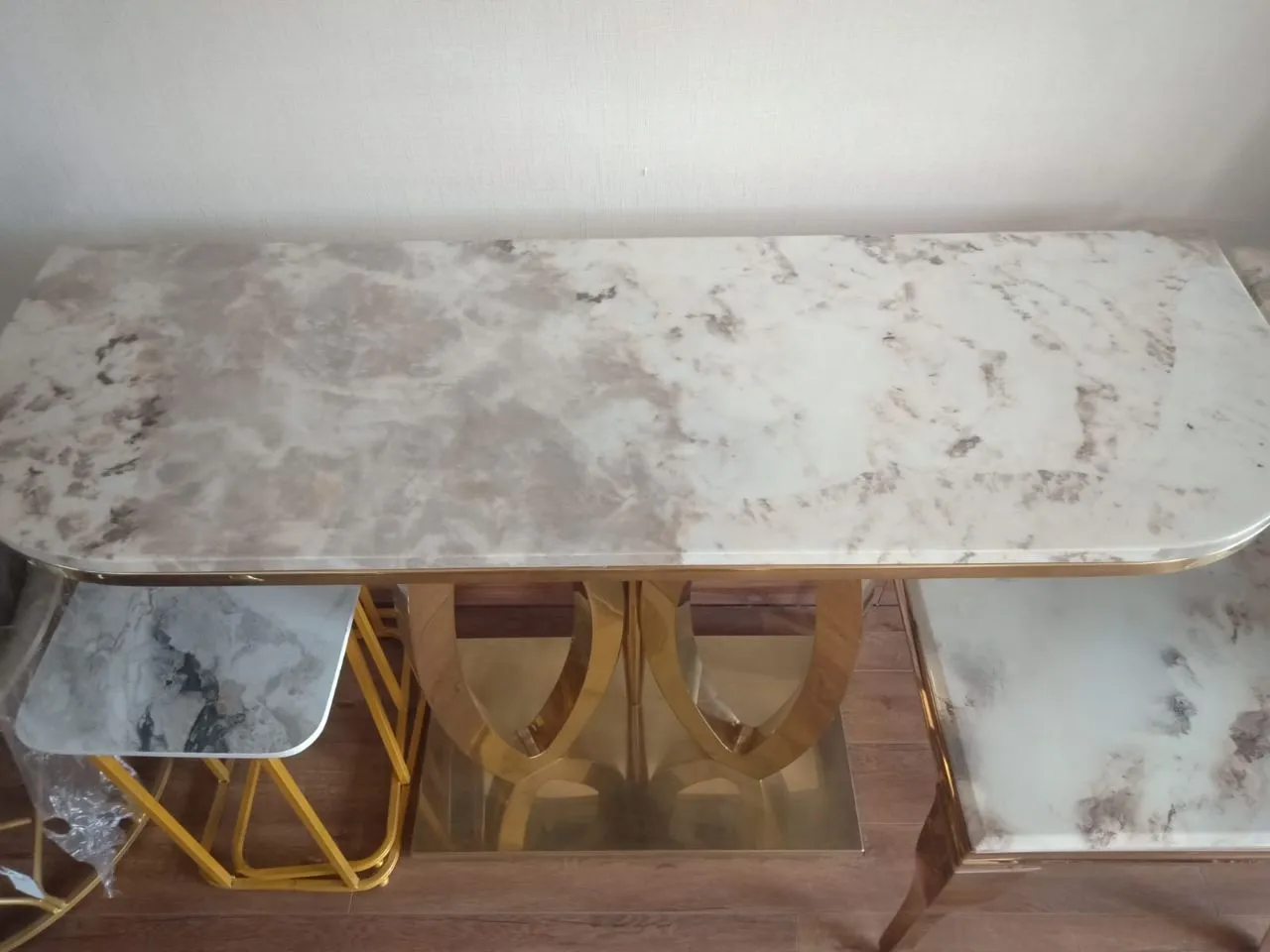 Console Side Table With Marble