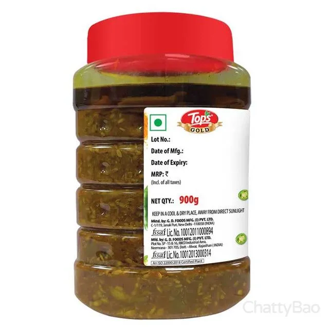 Tops Gold Green Chilli Pickle 900 g view 2
