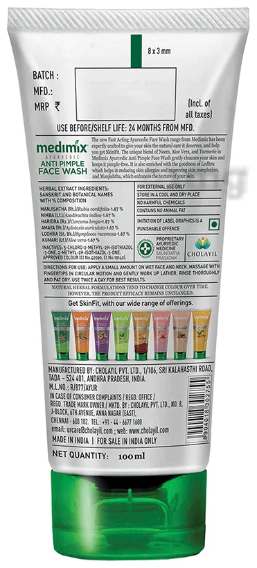 Medimix Ayurvedic Anti Pimple Face Wash 100 ml view 3