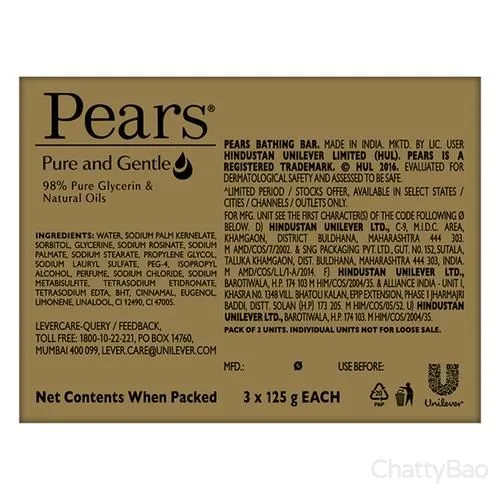 Pears Pure & Gentle Soap Bar (3 x 125 g) view 3