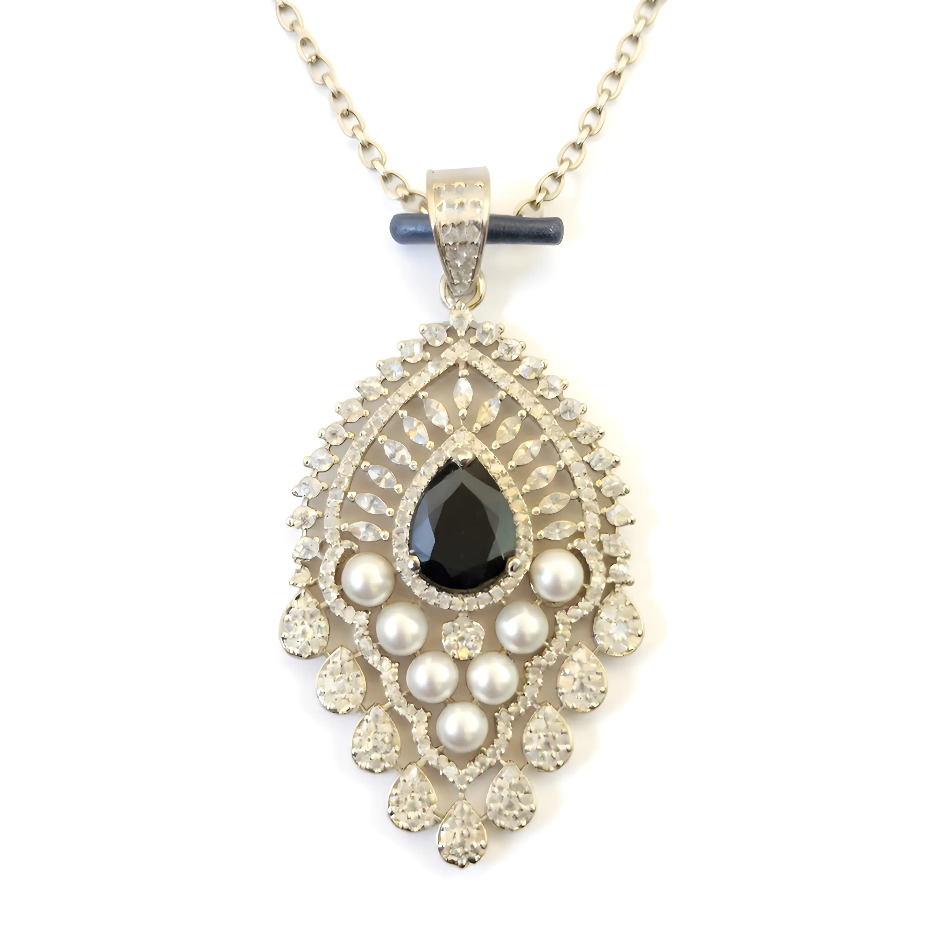 Pearl and Diamond Pendant Set view 2