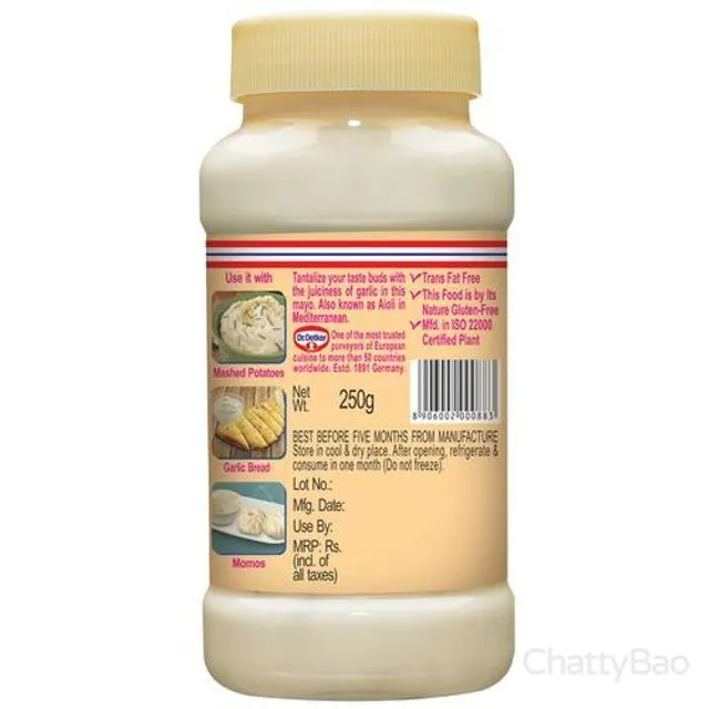 Dr. Oetker FunFoods Veg Mayonnaise Garlic 250 g view 2