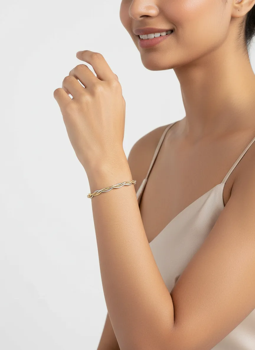 Braided Gold & Rose Gold With Silver Bracelet view 2