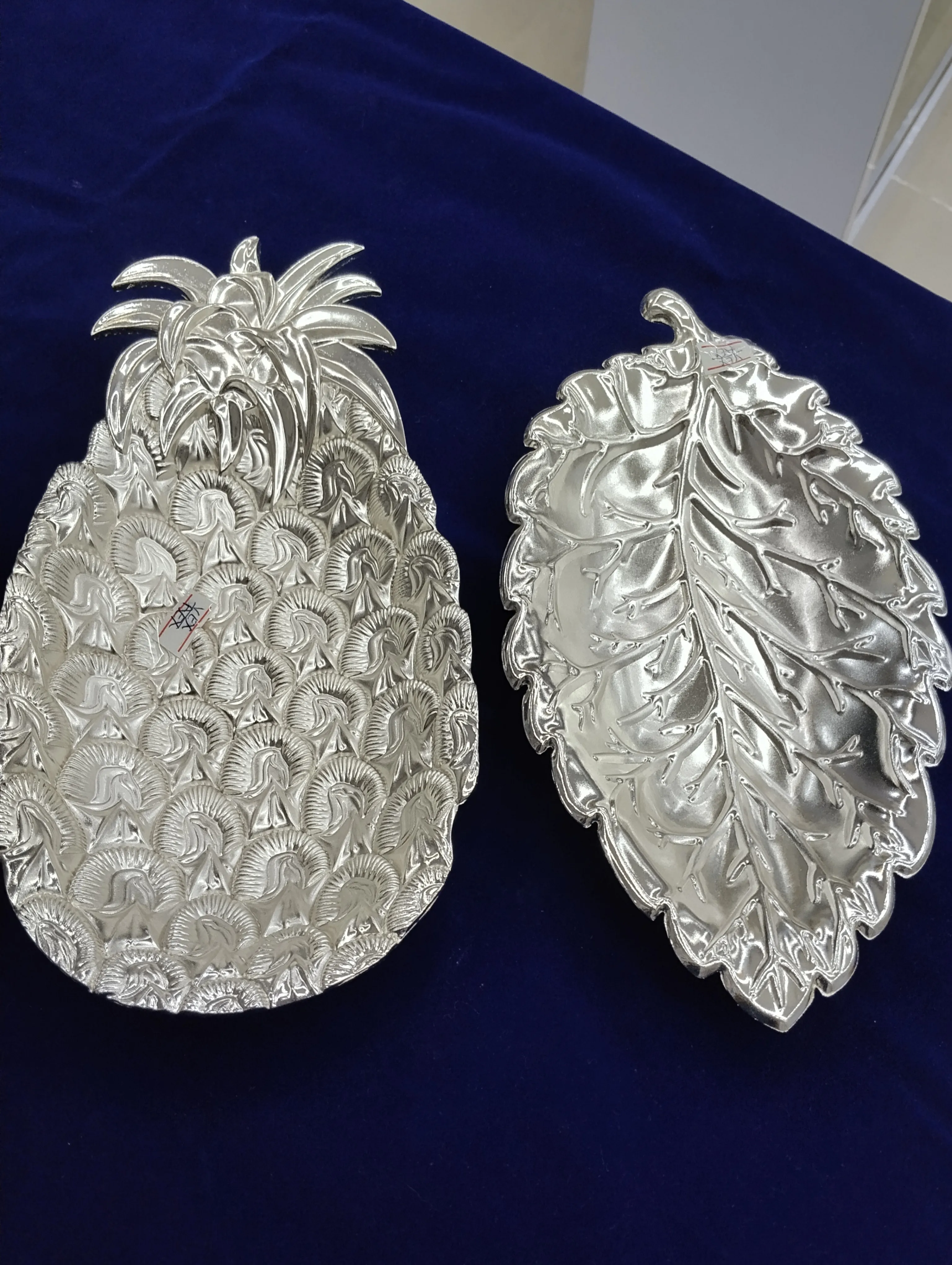 Silver Fruit and Leaf Trays view 2
