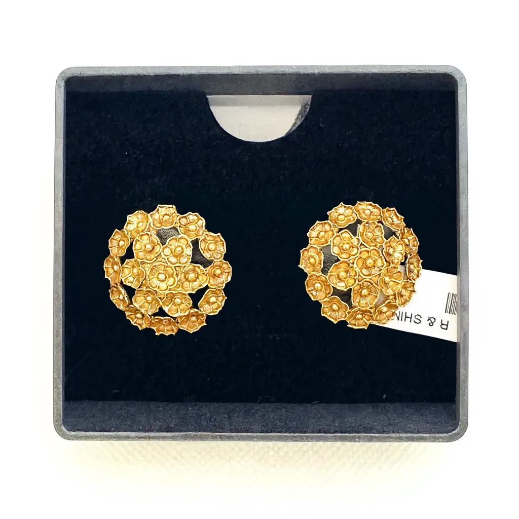 Gold-tone Floral Earrings view 2
