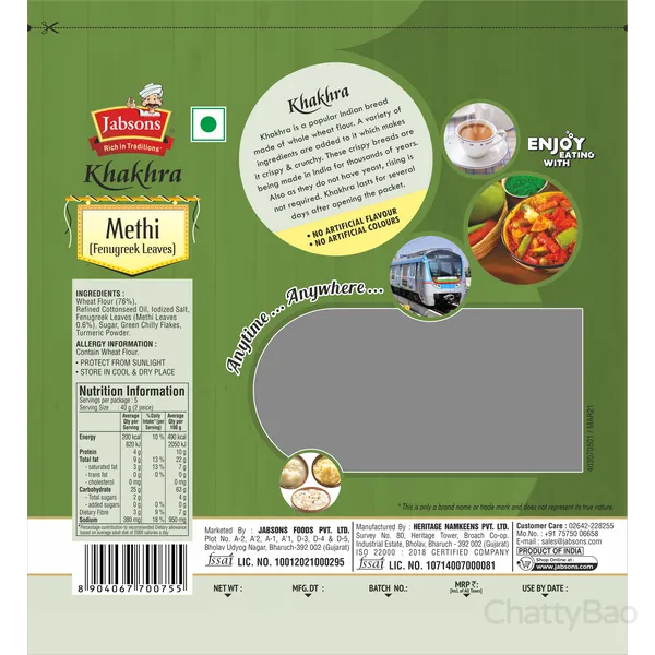 Jabsons Methi Khakhra 180 g view 2