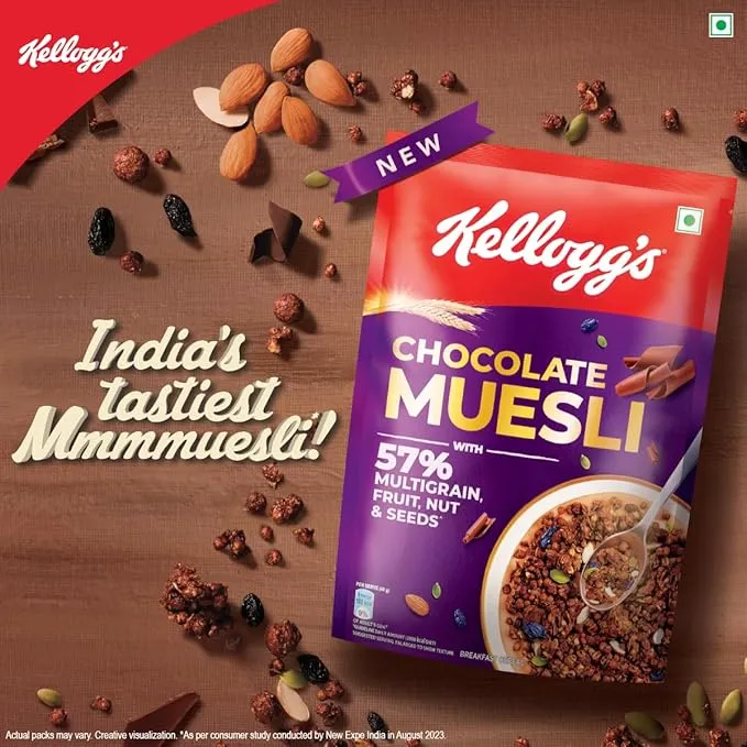 Kelloggs Chocolate Muesli Multigrain Fruit Nut & Seeds 450 g view 3