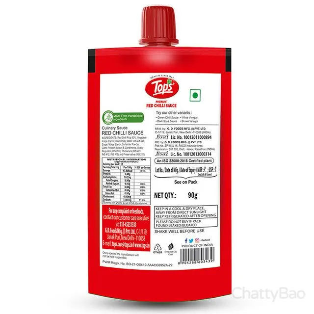 Tops Red Chilli Sauce Spout 90 g view 2