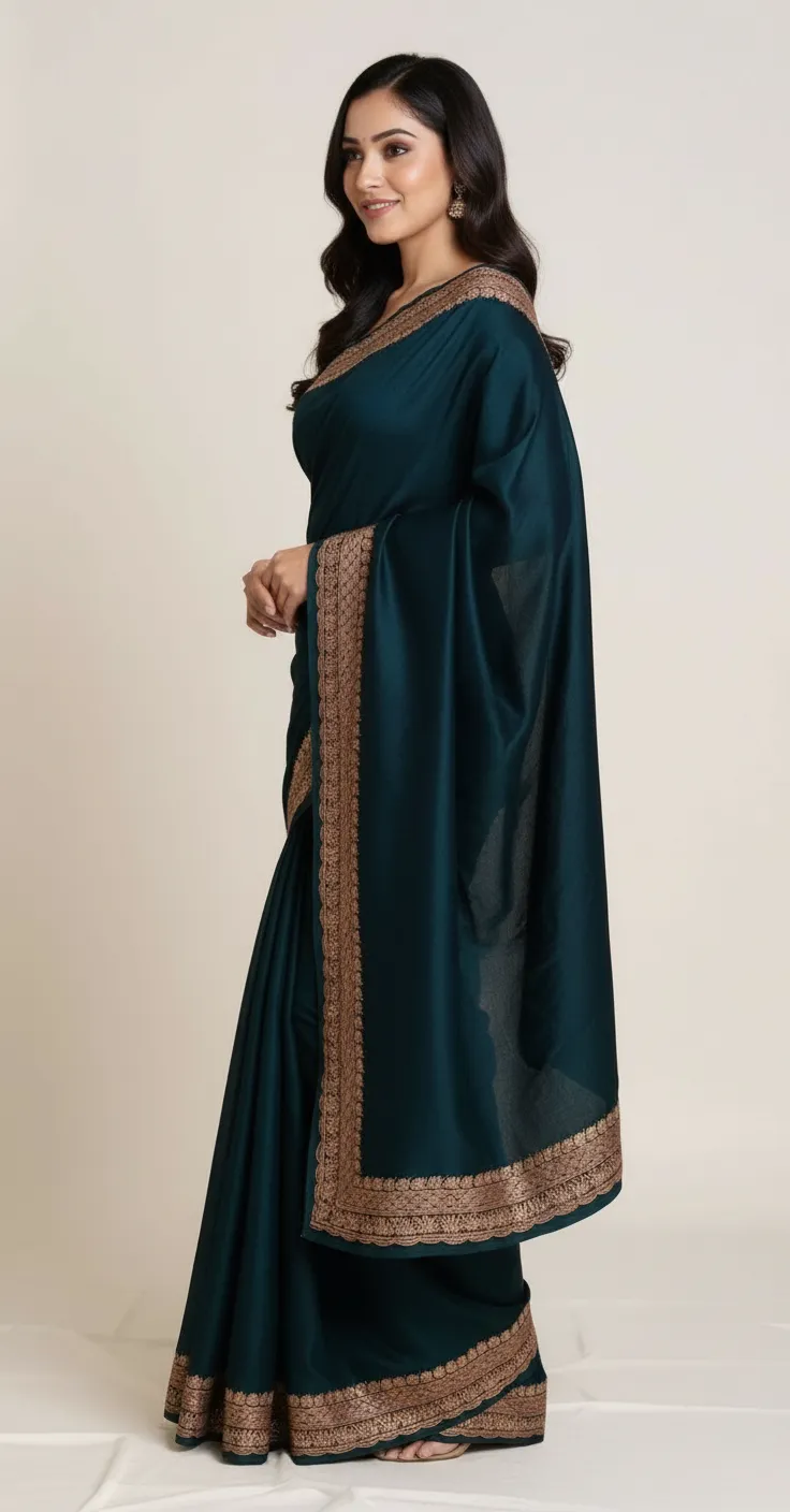 Elegant Green Saree view 3