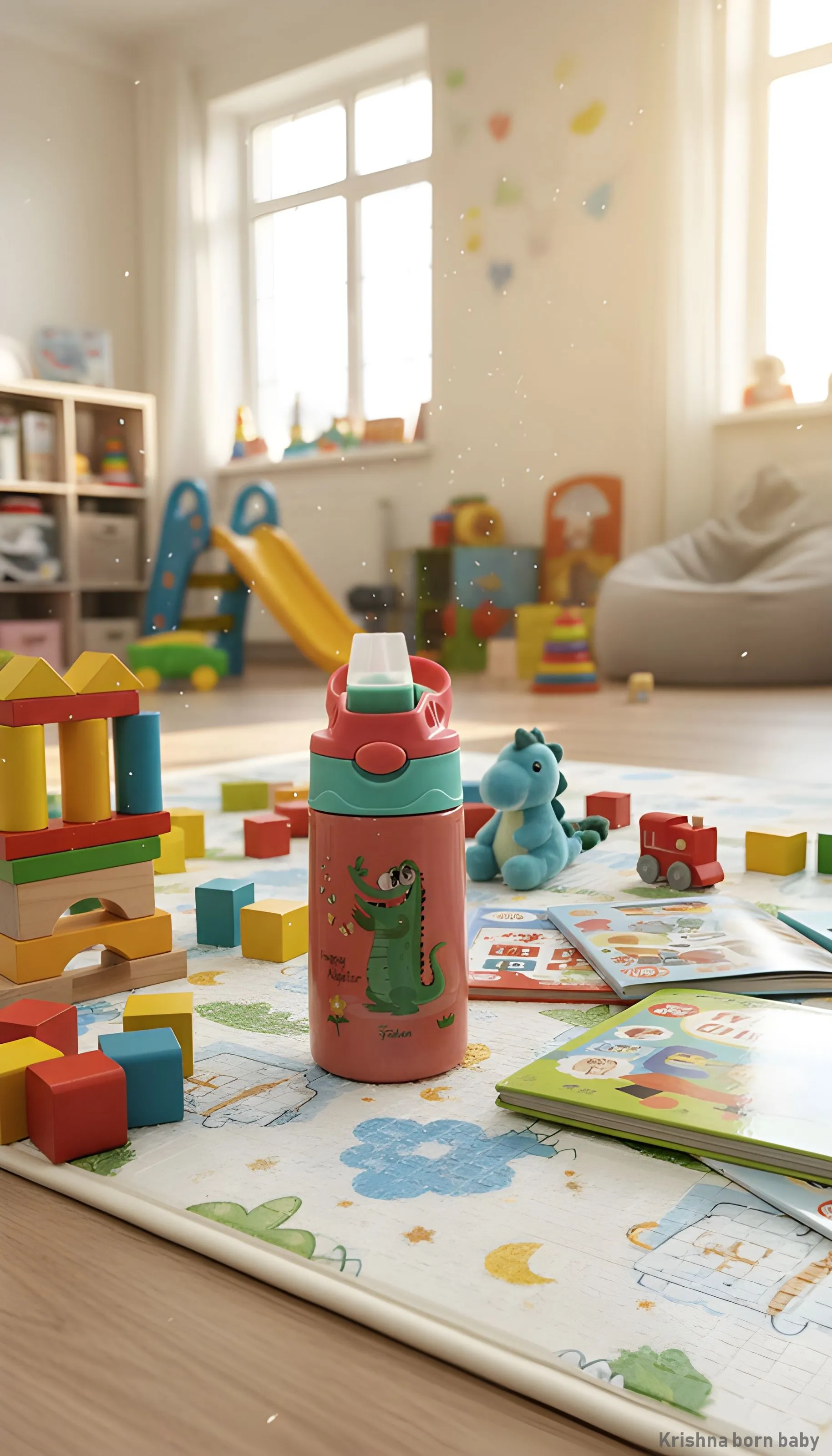Falconi Sippy Kids Water Bottle Dino view 2