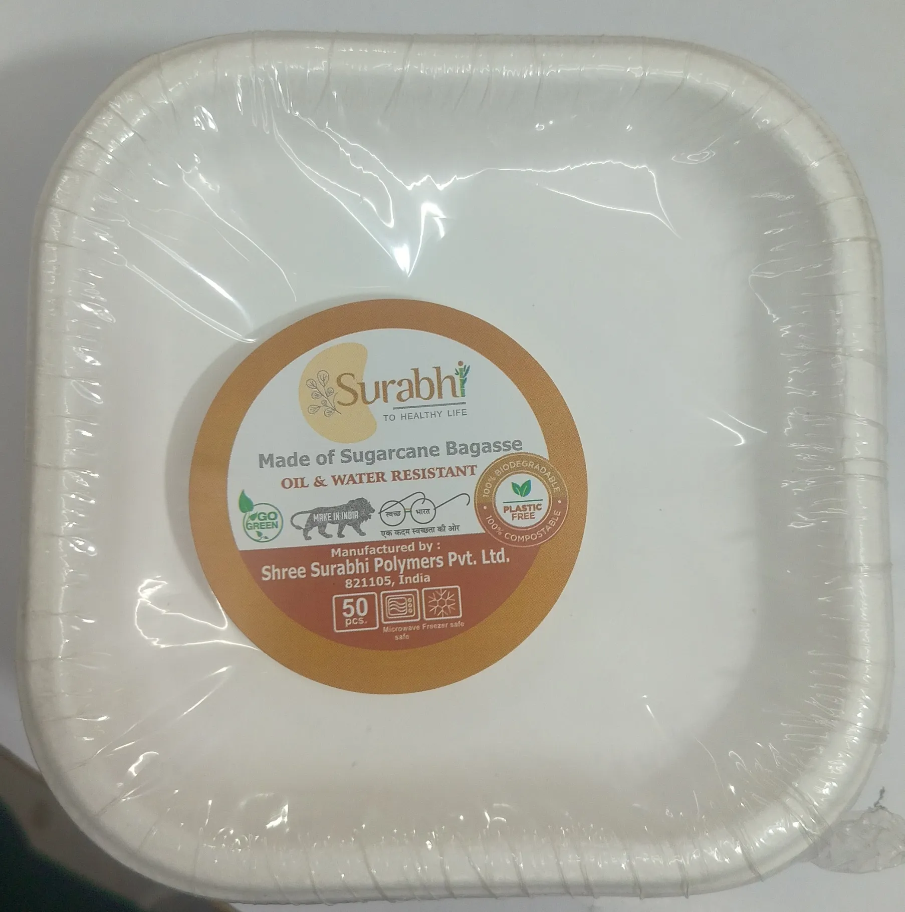 Surabhi Sugarcane Bagasse Plates 7 Number view 2