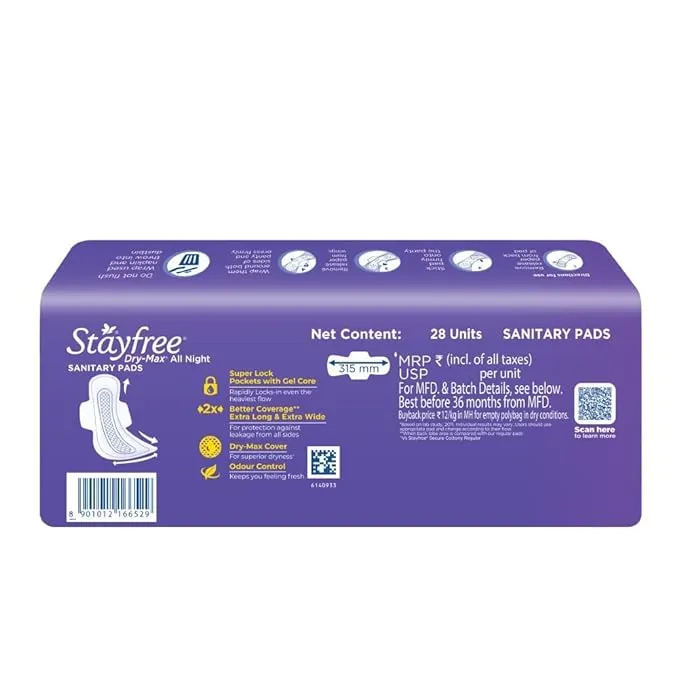 Stayfree Dry Max All Night XXL 28 Pieces view 2