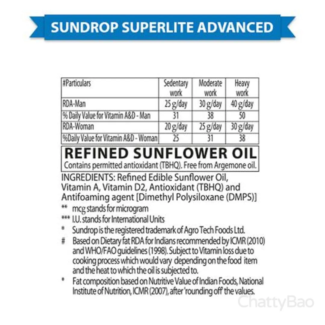 Sundrop Super Lite Advanced Sunflower Oil Pouch 1 L view 5