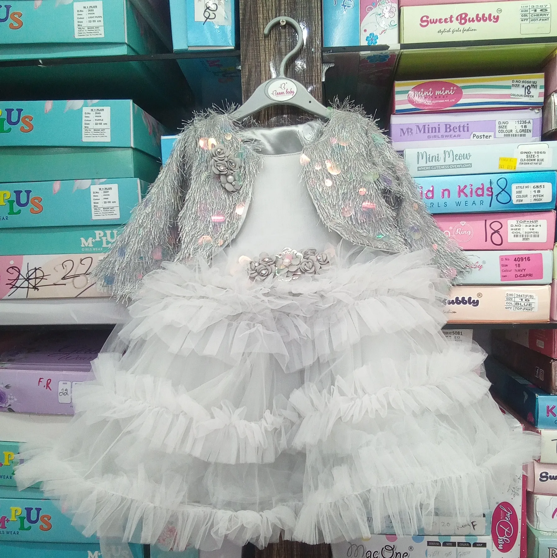 Girls Fancy Frock Silver view 3