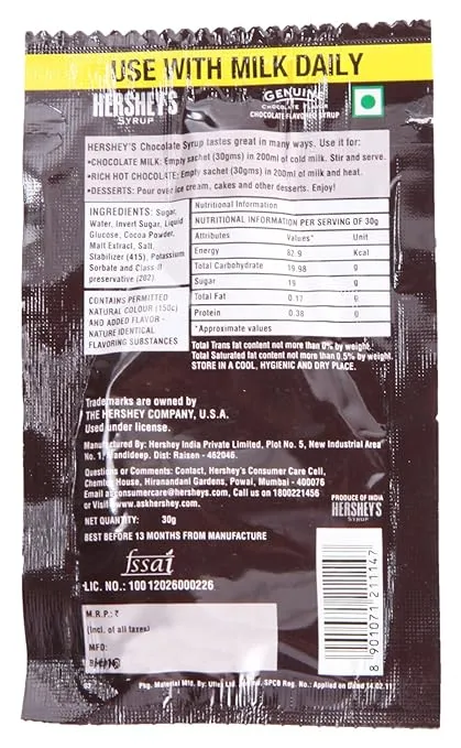Hersheys Syrup Chocolate 30 g view 2