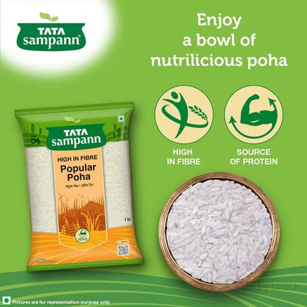 Tata Sampann High in Fibre Popular Poha Thick 500 g view 3