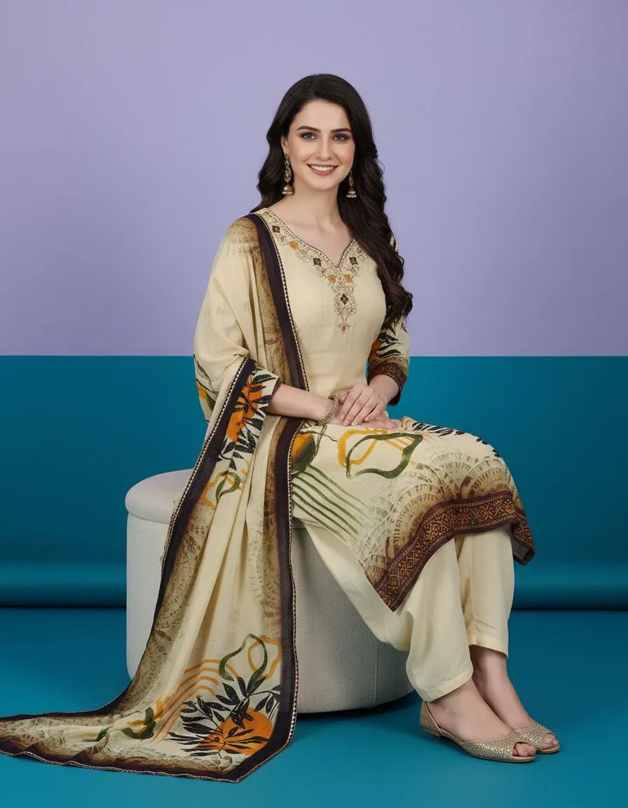 Elegant Printed Kurti Set view 2