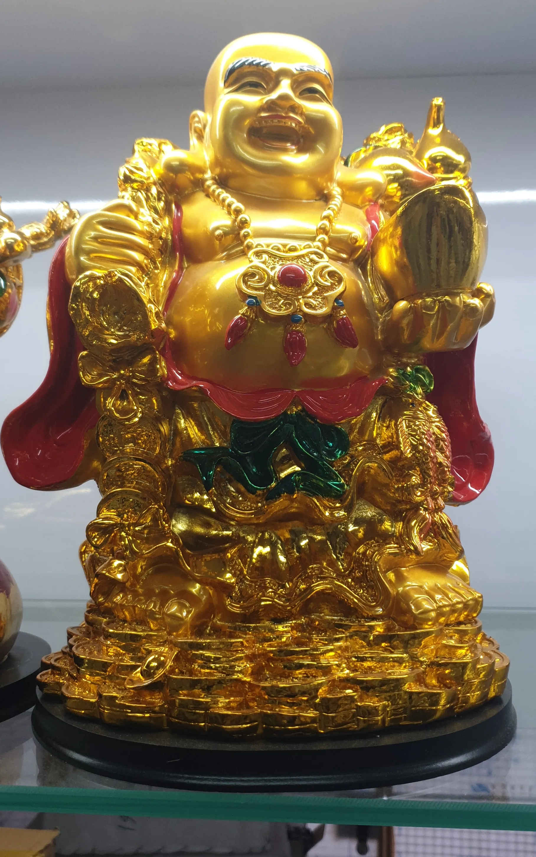 Golden Laughing Buddha Statue view 2