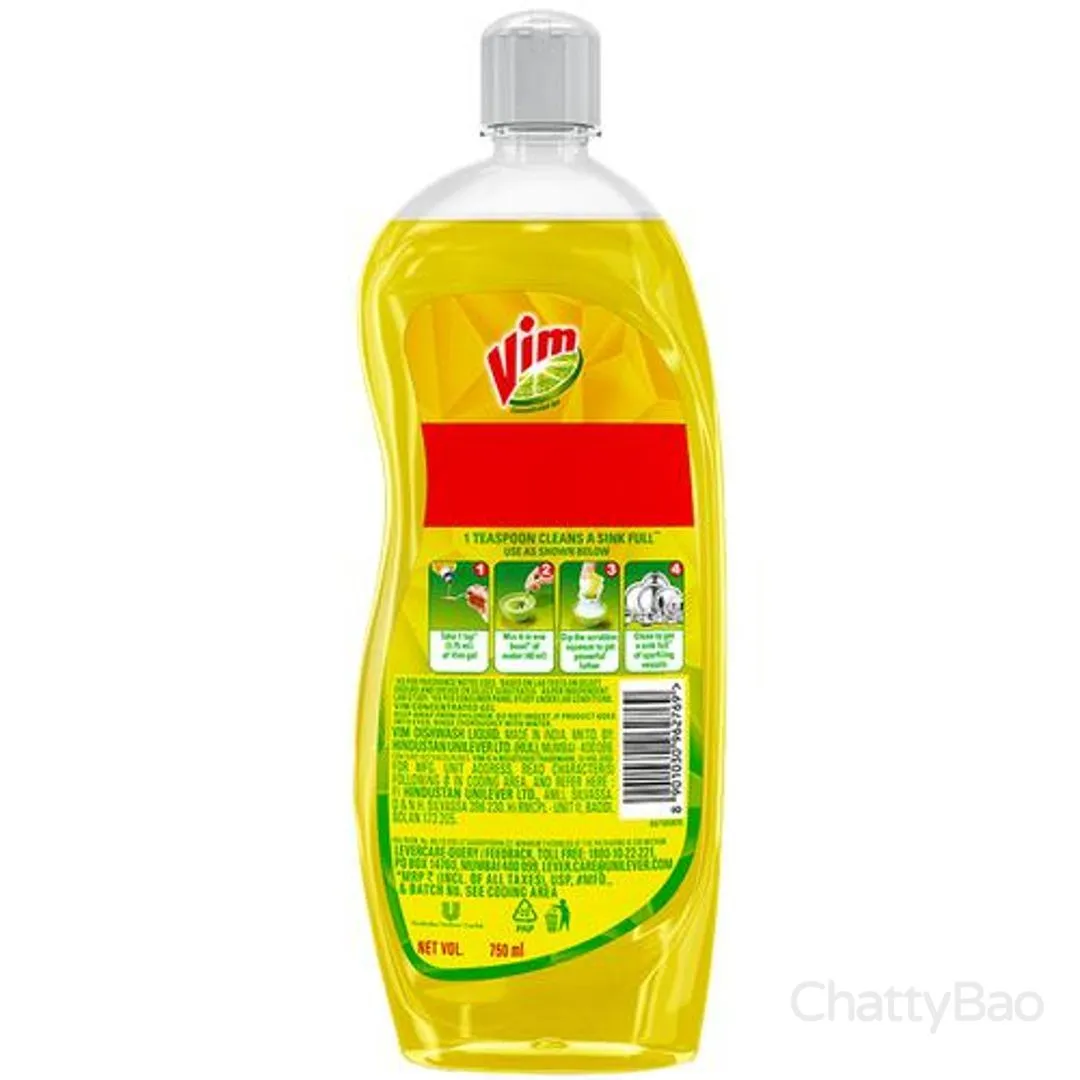 Vim Dishwash Liquid Gel - Lemon Bottle 750 ml view 2