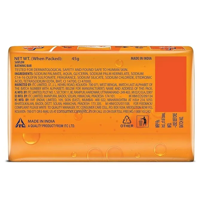 Savlon Glycerin Bathing Soap Bar (Pack of 4 x 45 g each) view 2
