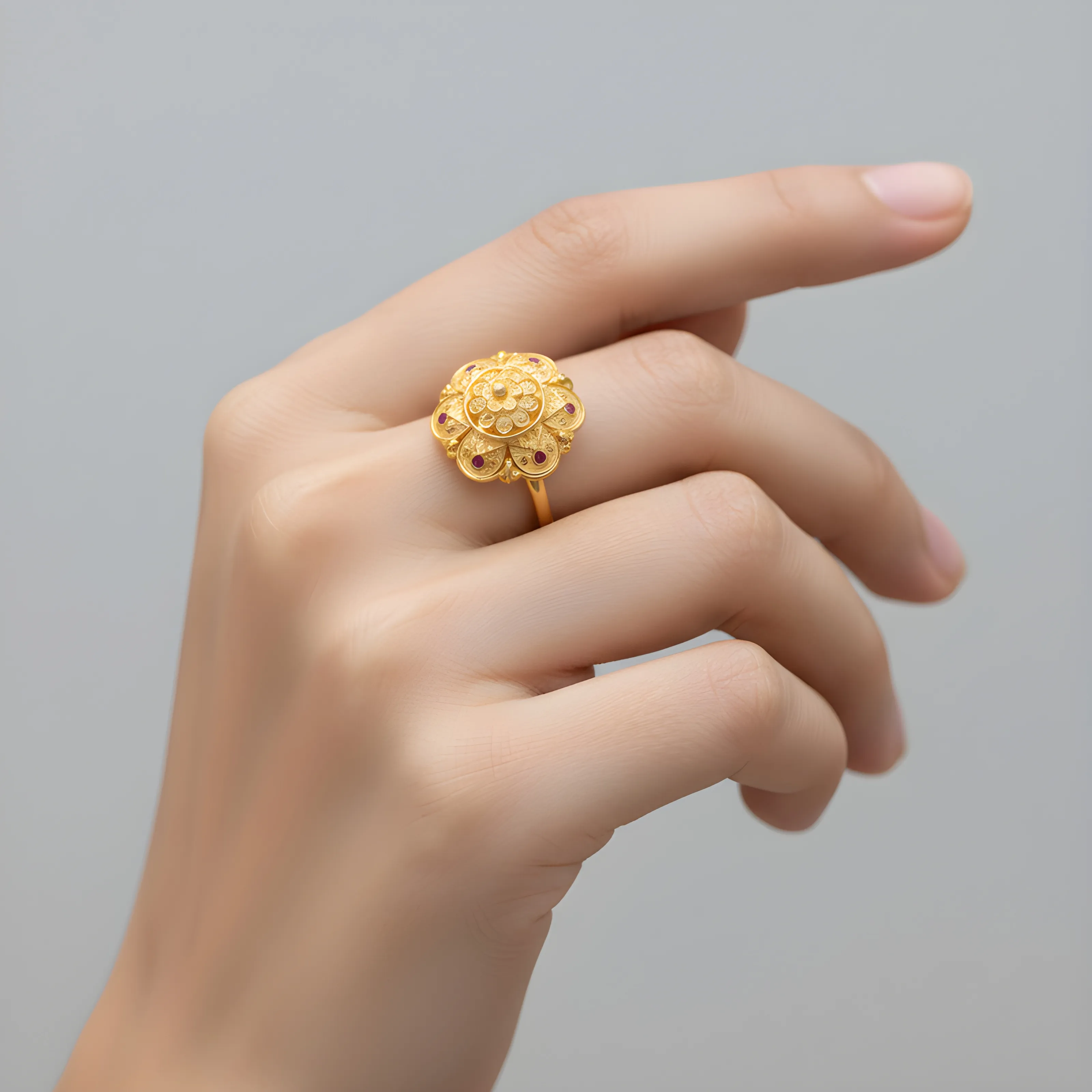 Gold Floral Brooch view 2