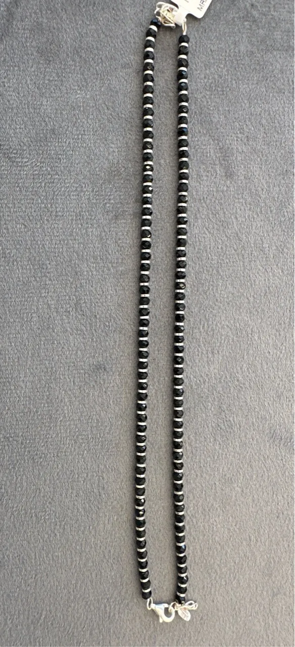 Silver & Black Beaded Anklets view 2