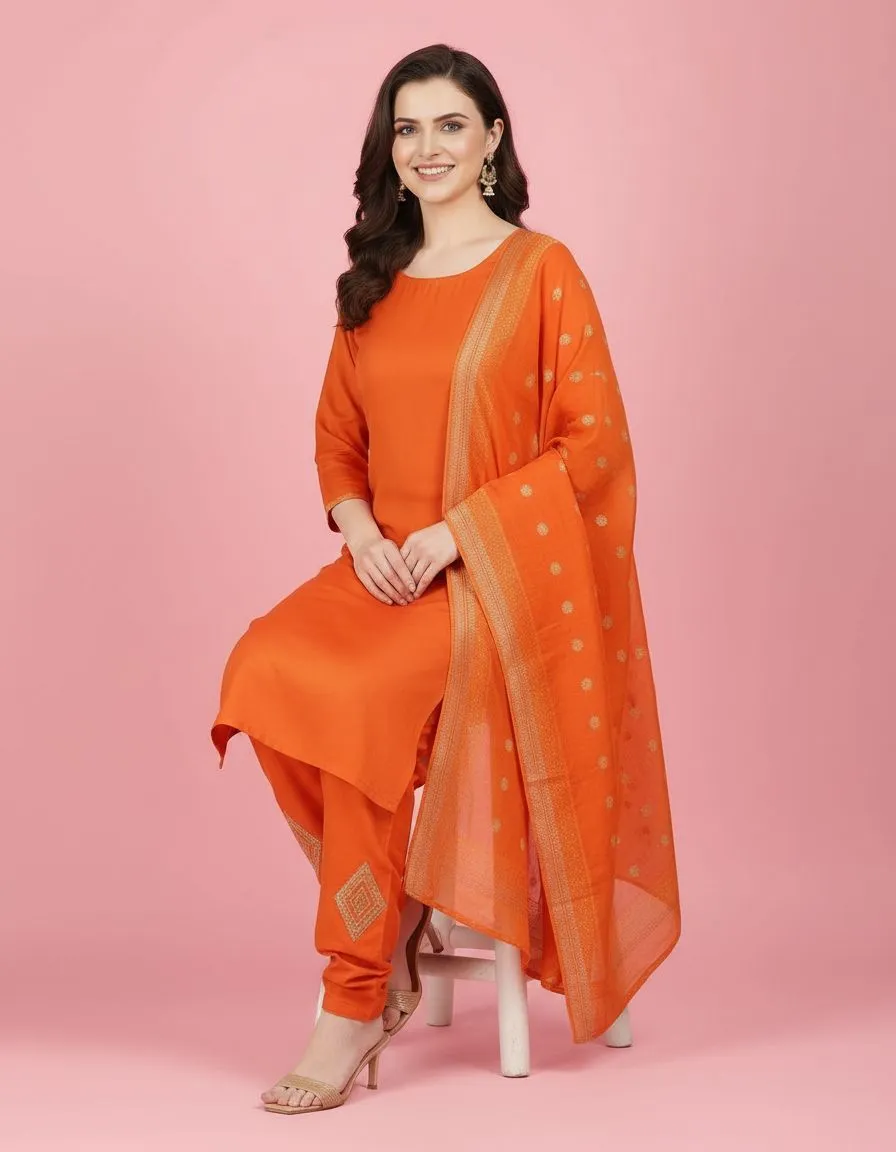 Orange Georgette Salwar Suit view 2