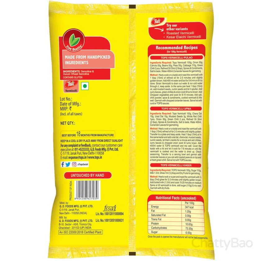 Tops Vermicelli Plain 800 g view 2