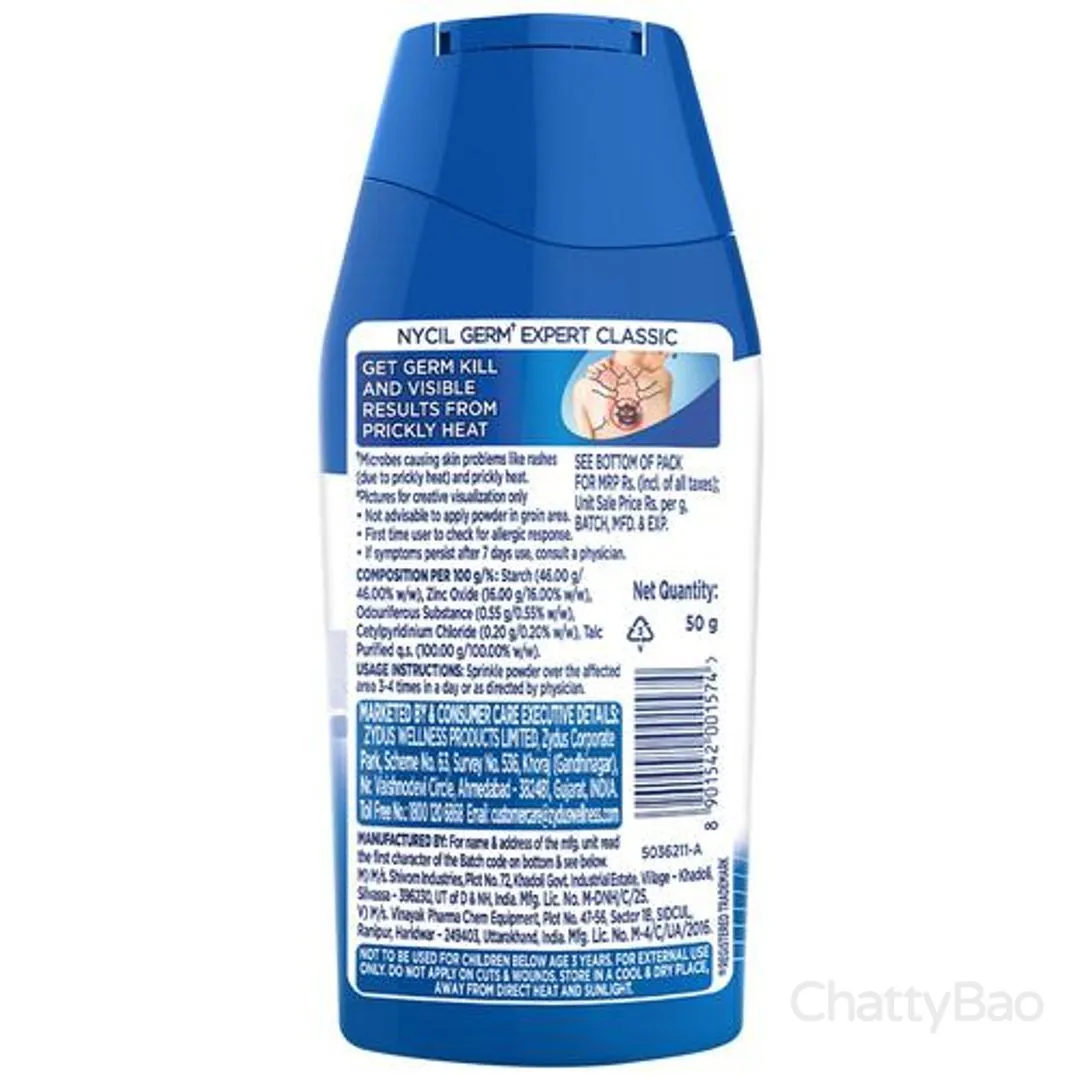 Nycil Germ Expert Prickly Heat Powder - Cool Classic 50 g view 2