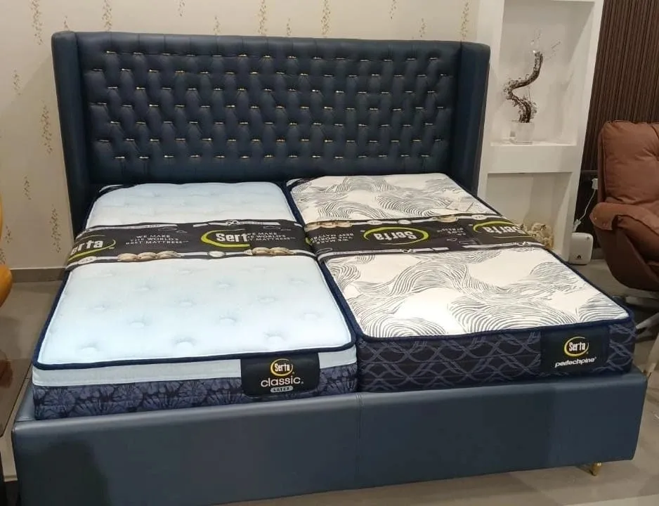 Leather Upholstered Cot: ALPL/Mercury Turin Navy/72 x 78in view 2