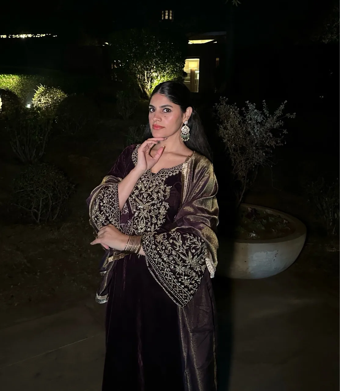 ‘Husnara’ Hand embroidered Velvet Suit view 4