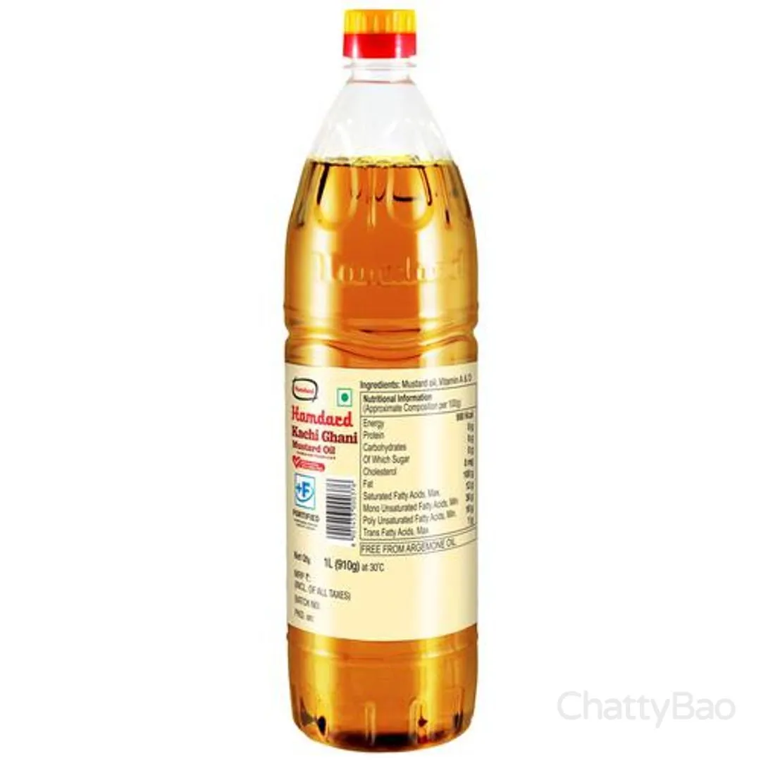 Hamdard Kachi Ghani Mustard Oil Bottle 1 L view 2