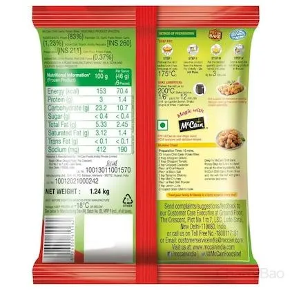McCain Chilli Garlic - Potato Bites Crunchy Potato Nuggets 1.24 Kg view 2