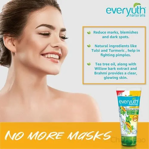 Everyuth Naturals Tulsi Turmeric Face Wash - Anti Acne, Anti Marks 50 g view 4