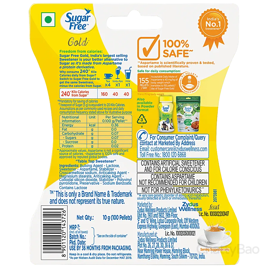 Sugar Free Gold Sweetener Pellets 100 Pieces view 2