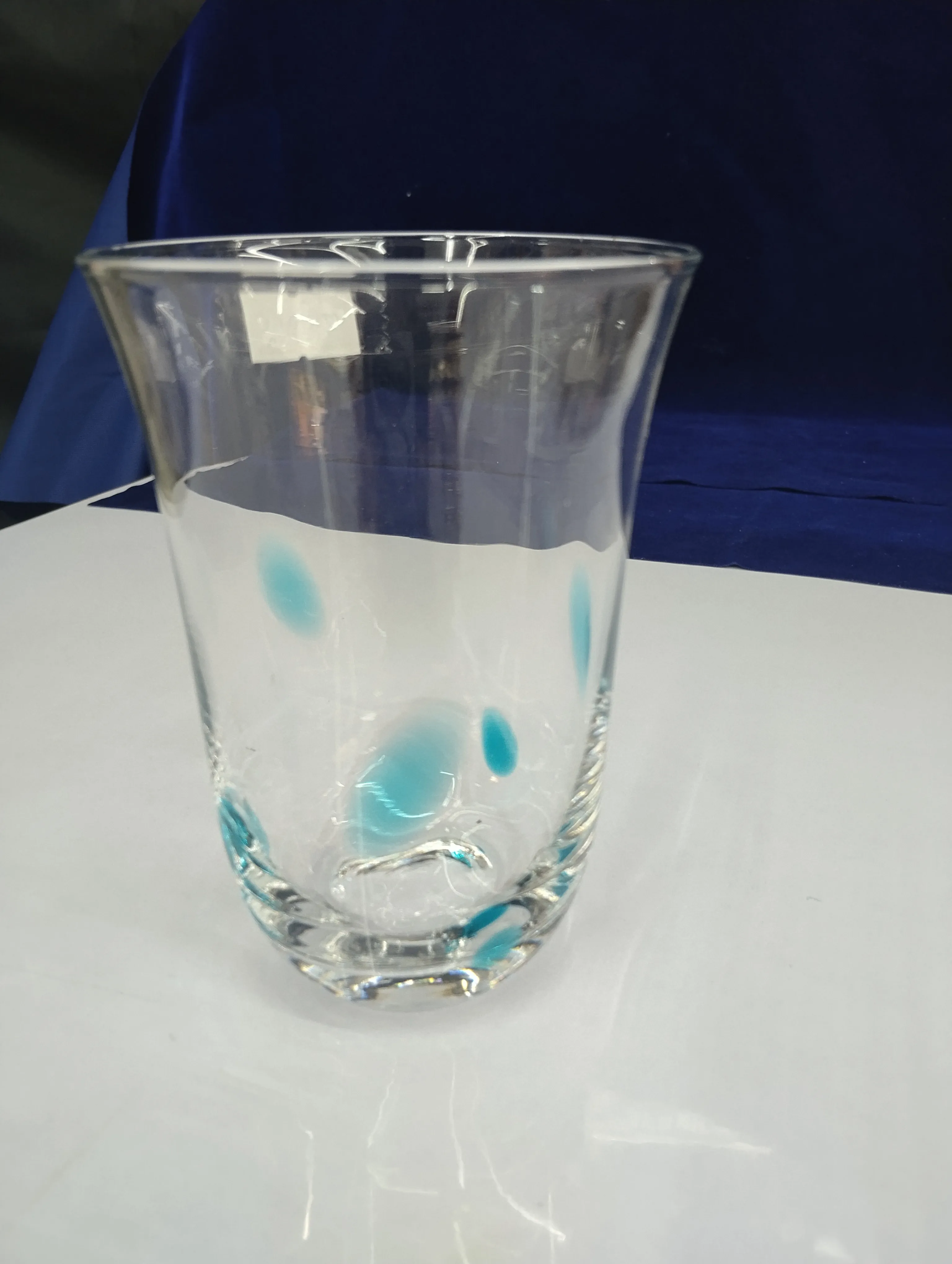 Decorative Glass Tumbler With Blue Accent view 2